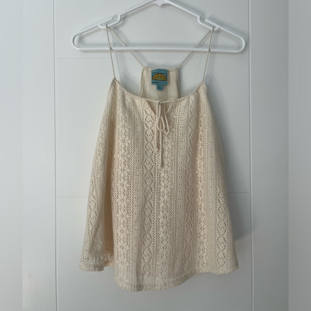 C&C California women’s white lace tank top